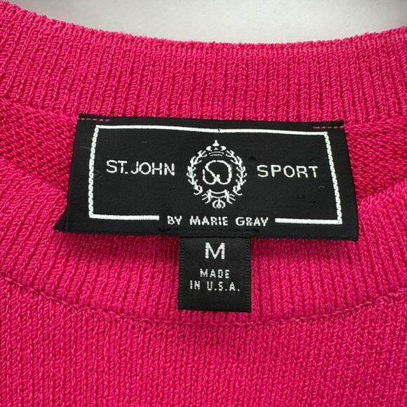Vintage St. John Sport Santana Knit Tank Top Women M Cerise Pink Pullover Preppy - Picture 2 of 7
